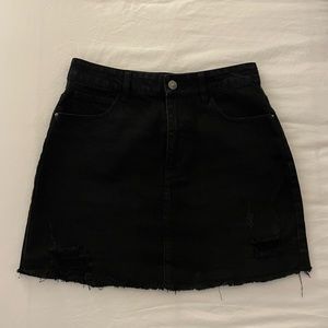 black denim mini skirt